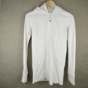 Lululemon Hoodie Jacket Womens 6 White Full Zip Mesh Long Sleeves G1 Coolmax